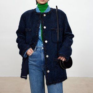 CHICJOC women Cozy Alpaca-Mohair-Wool Blend button-up front patch pocket…